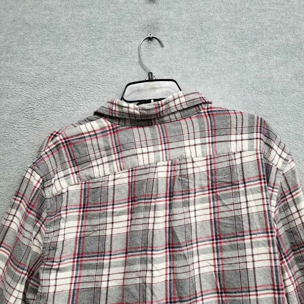J Crew Men Button Up Shirt L‎ Gray Plaid Flannel Slim Cotton Long Sleeve